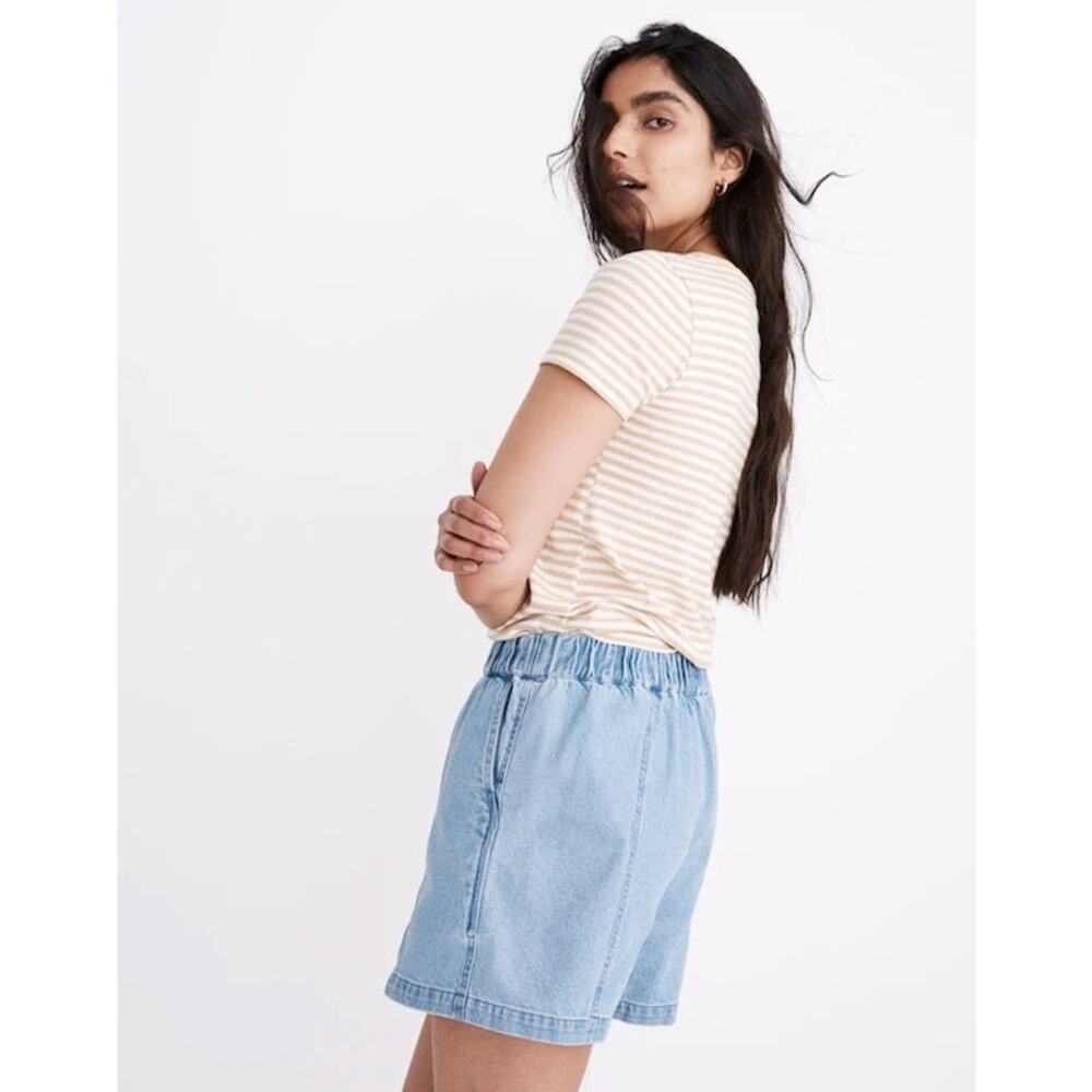 Madewell Denim Easy Pull-On Shorts in Rathmore Wash Preppy Summer Sz XS Pockets - Picture 2 of 11